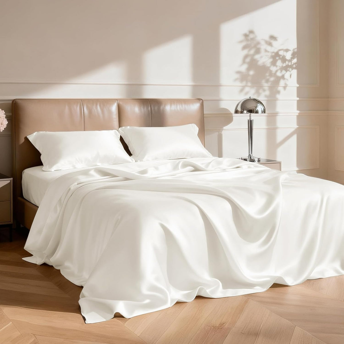 Ivory White 4-Piece Silk Bedding Set