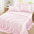 Pink Ruffled 6-Piece Silk Bedding Set