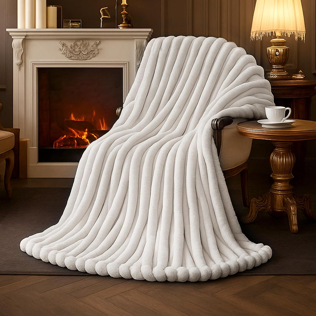 Long Faux Fur Decorative Blanket 55x70 Soft and Warm