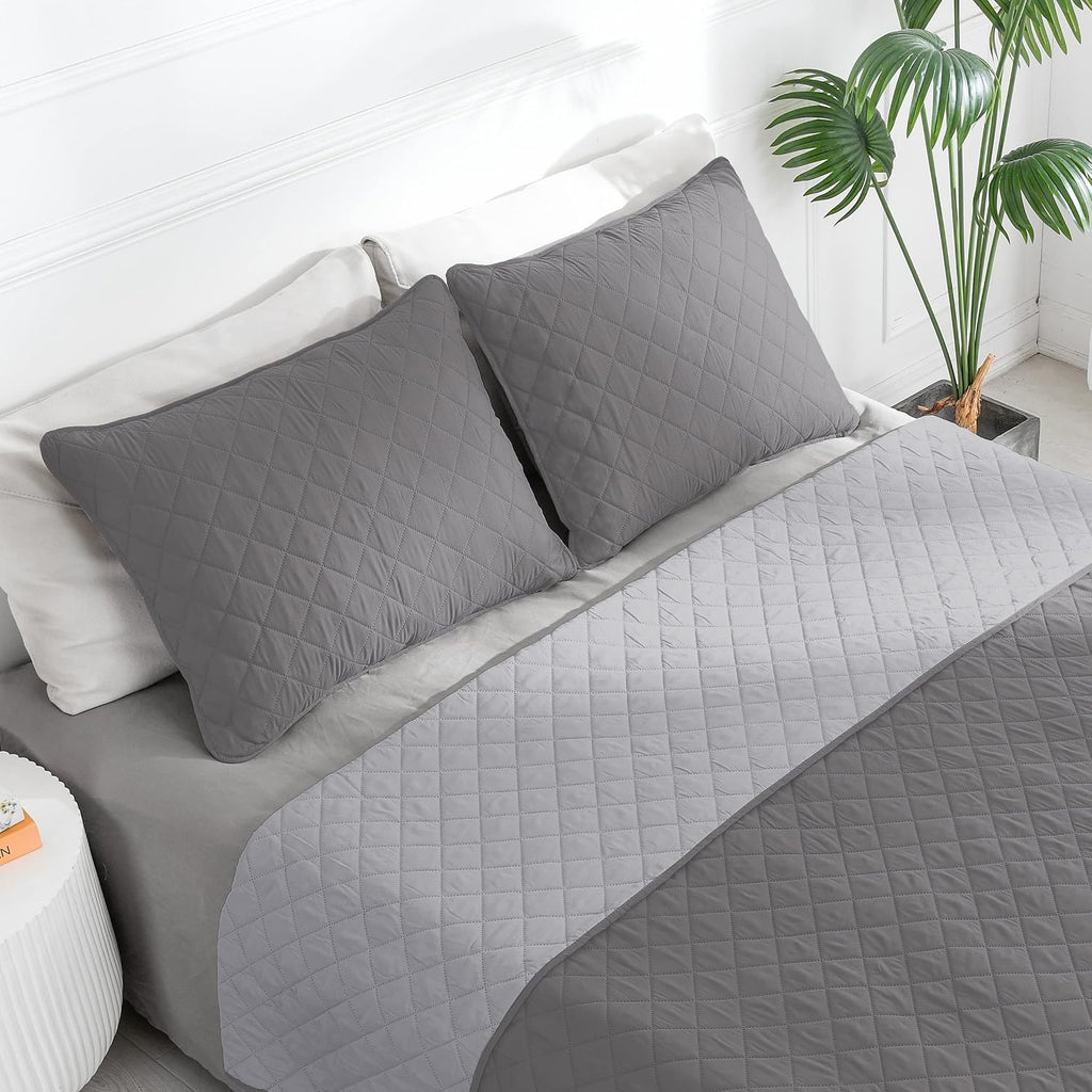 Grey Color-Block Quilted Duvet Cover