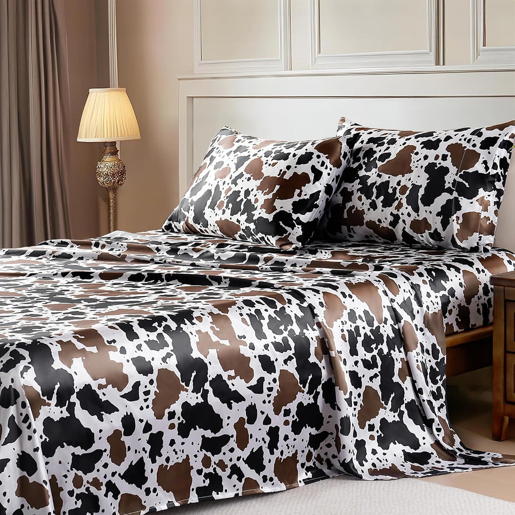 Cow Print 4-Piece Silk Bedding Set